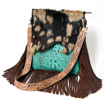 ADBGS192BL American Darling Hair On Crocodile Embossed Genuine Leather Women Bag Western Handbag Purse